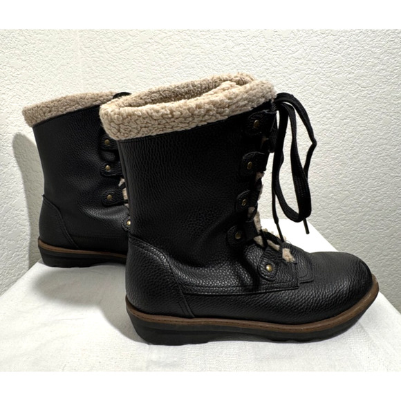 Womens Khombu Winter Boots Black Vegan Pebble Leather Size 8.5 Fleece Lined - Picture 8 of 10